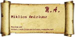 Miklics Aniziusz névjegykártya